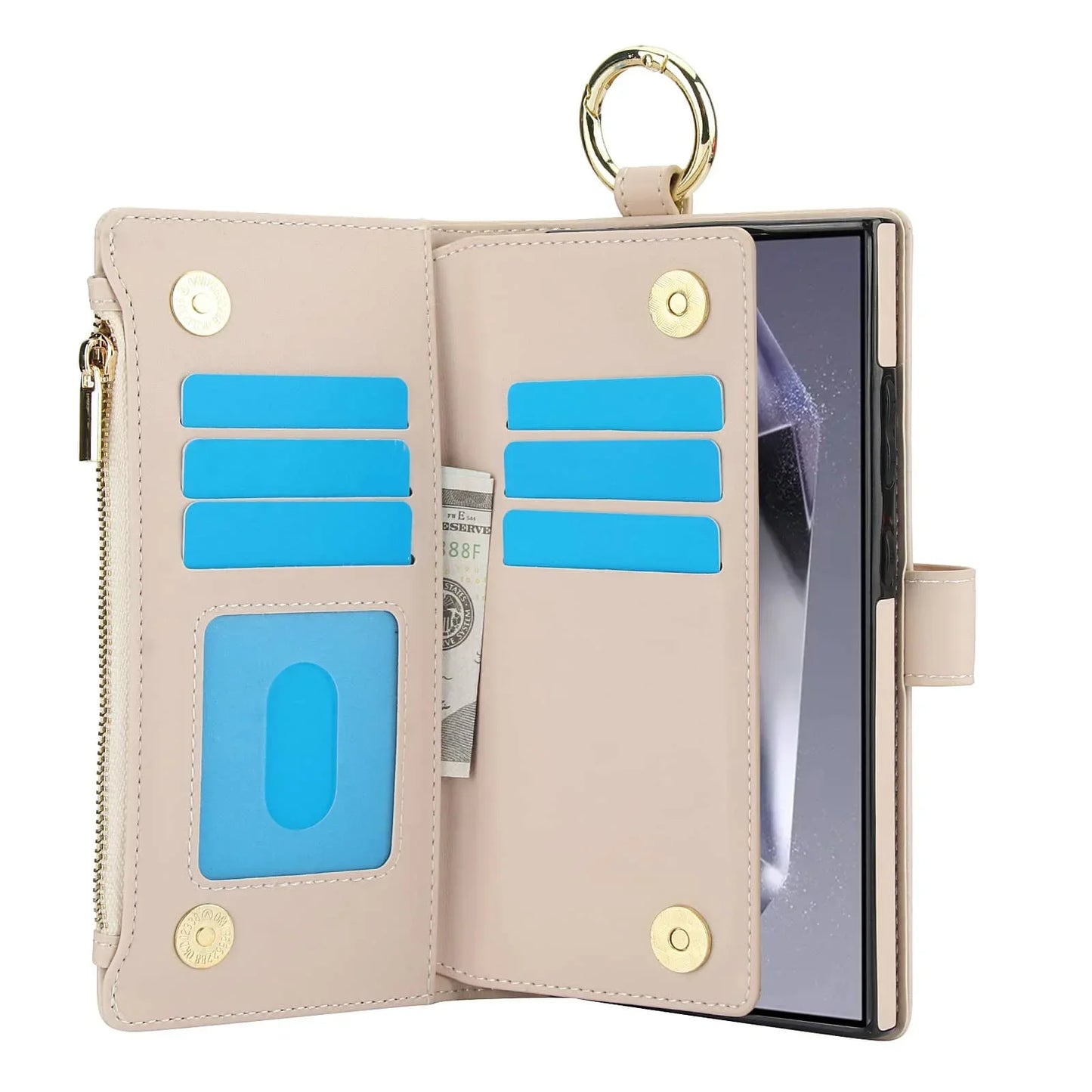 Magnetic Premium Zipper Wallet Case for Samsung Galaxy Ultra with RFID Protection