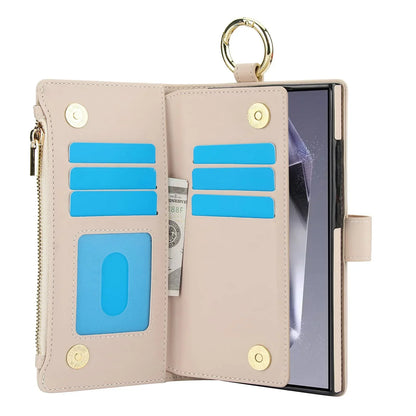 Magnetic Premium Zipper Wallet Case for Samsung Galaxy Ultra with RFID Protection