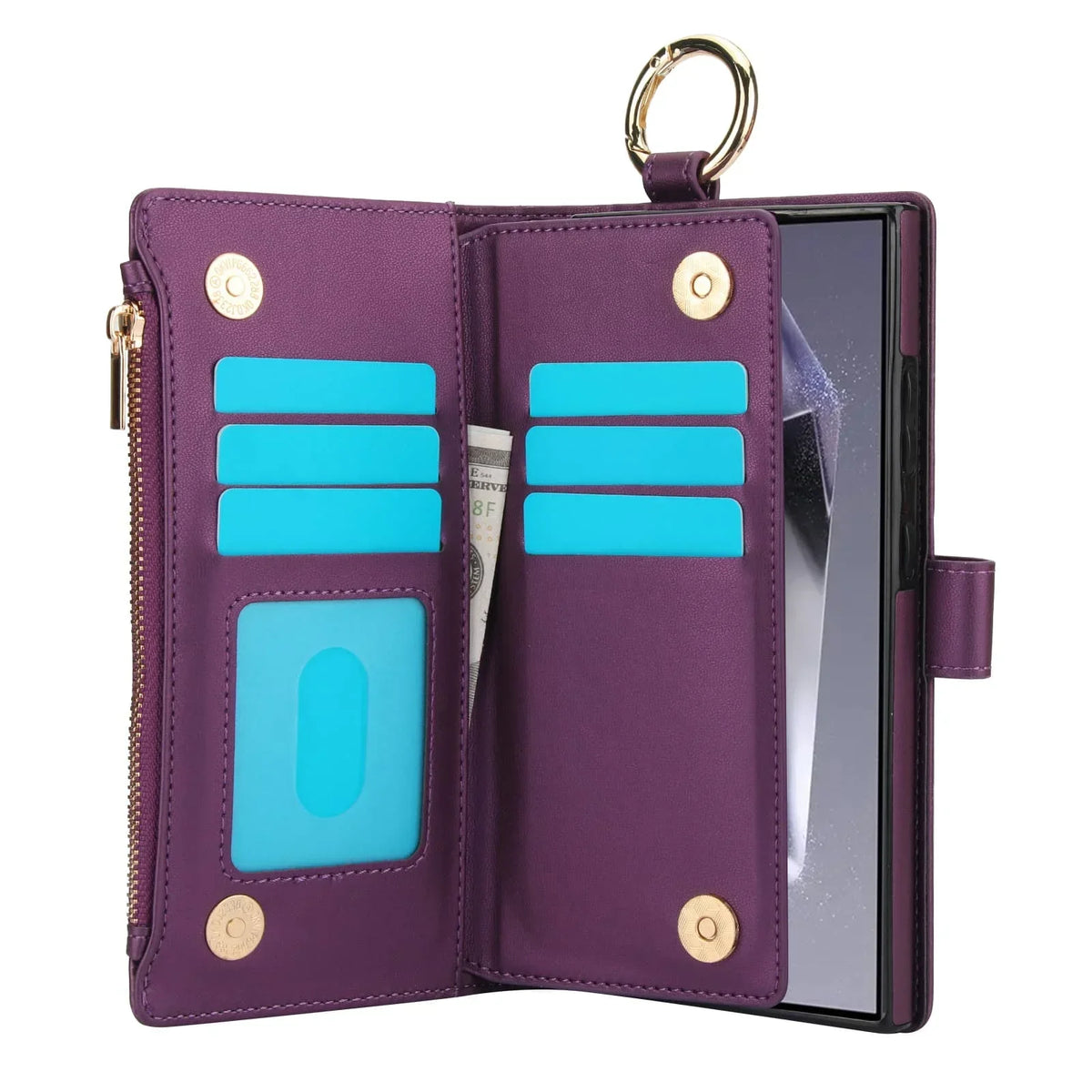 Magnetic Premium Zipper Wallet Case for Samsung Galaxy Ultra with RFID Protection