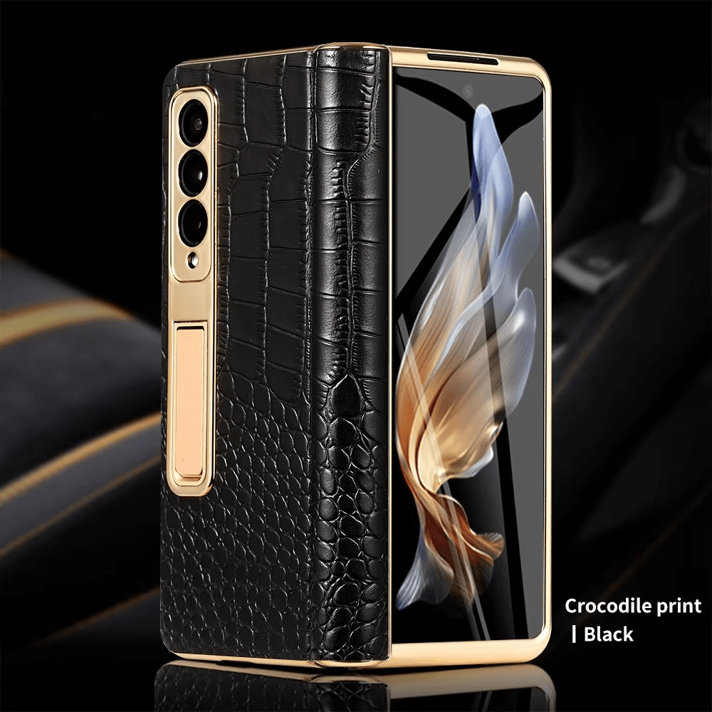 ArmourLuxe Leather Fold Magnetic Samsung Galaxy Case – Gold Hinge Protection - The Armour Case