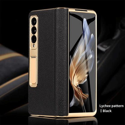 ArmourLuxe Leather Fold Magnetic Samsung Galaxy Case – Gold Hinge Protection - The Armour Case