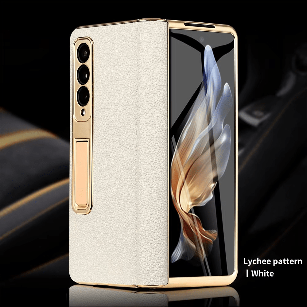 ArmourLuxe Leather Fold Magnetic Samsung Galaxy Case – Gold Hinge Protection - The Armour Case