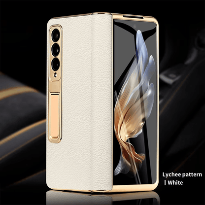 ArmourLuxe Leather Fold Magnetic Samsung Galaxy Case – Gold Hinge Protection - The Armour Case