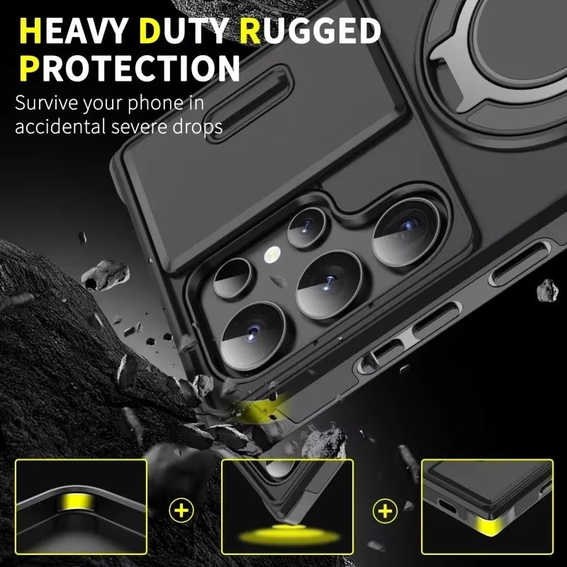 ArmorSlide Magnetic Shockproof Ring for Samsung Galaxy Case with Camera Cover